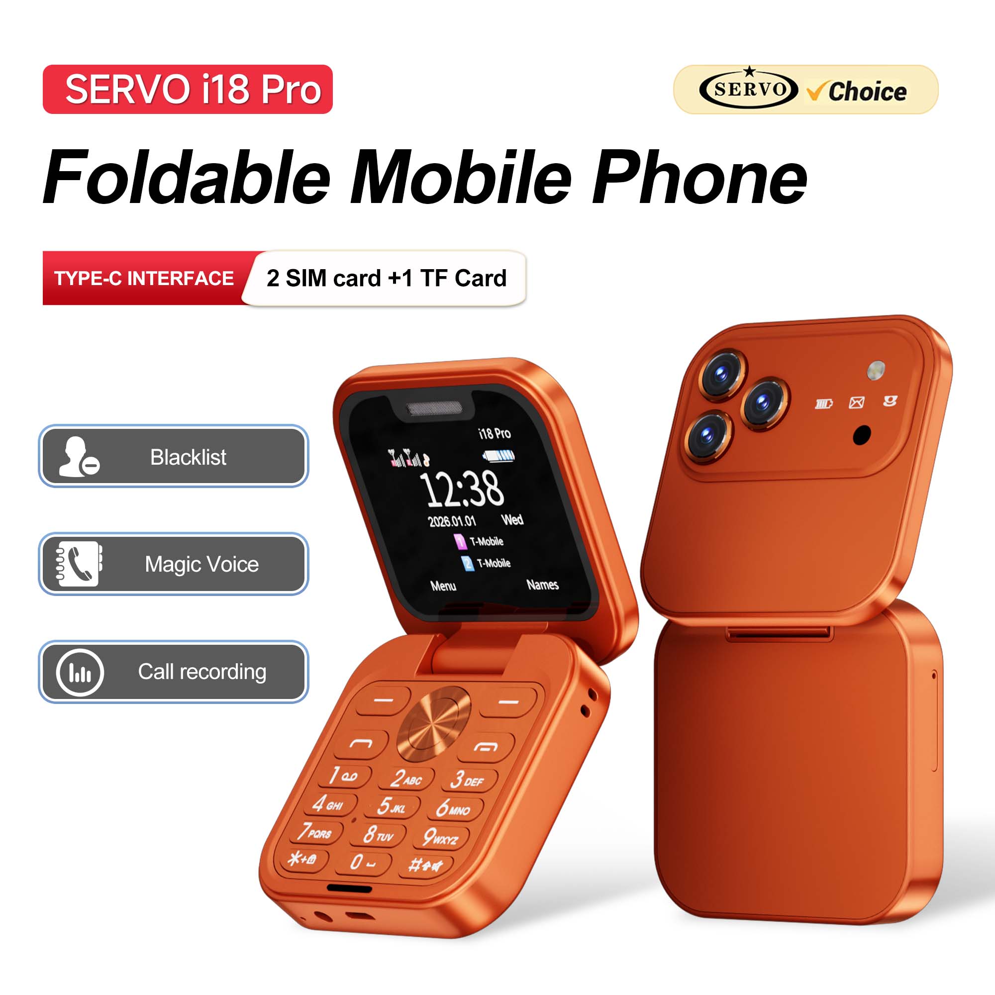 Servo Pan Tilt - SERVO I18 PRO 접이식 휴대폰 1.77인치