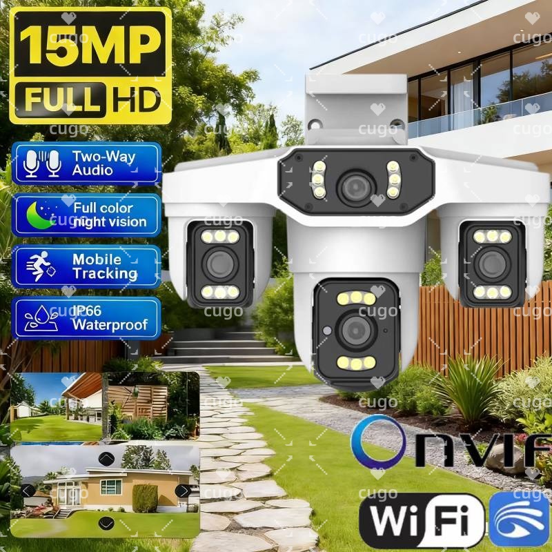 15MP 8K Wifi IP 카메라 3렌즈 PTZ 야외 - Pan Tilt Bracket 리뷰 및 가격